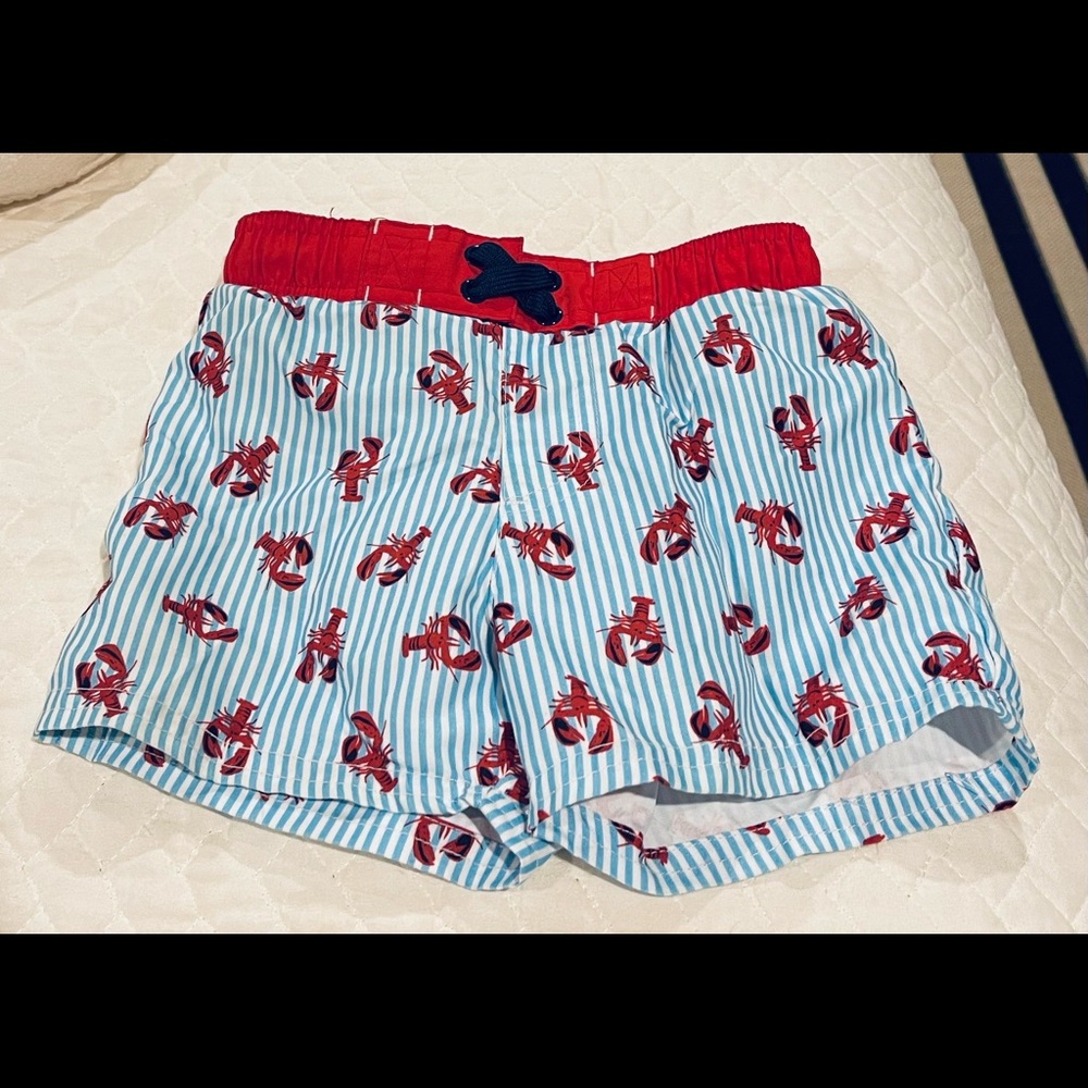 Lobsters & Stripes 18 Month Swim Trunks! 🦞 💙 🤍